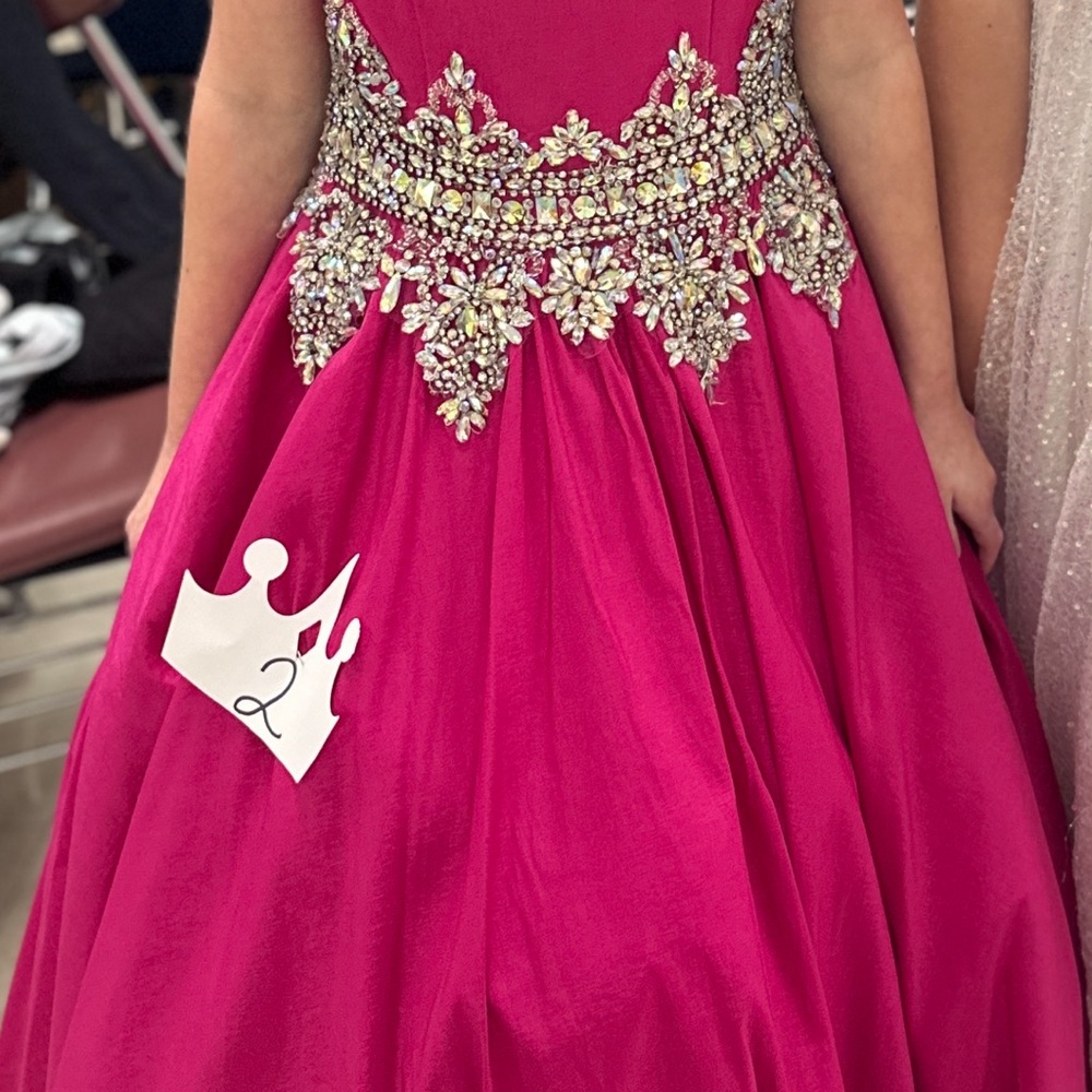 Little RosiePink girls Formal Dress with rhinestones zipper back size 8 pageant
